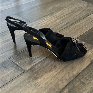 Rupert Sanderson Elegant Black Tassel Slingback Heels SZ 38